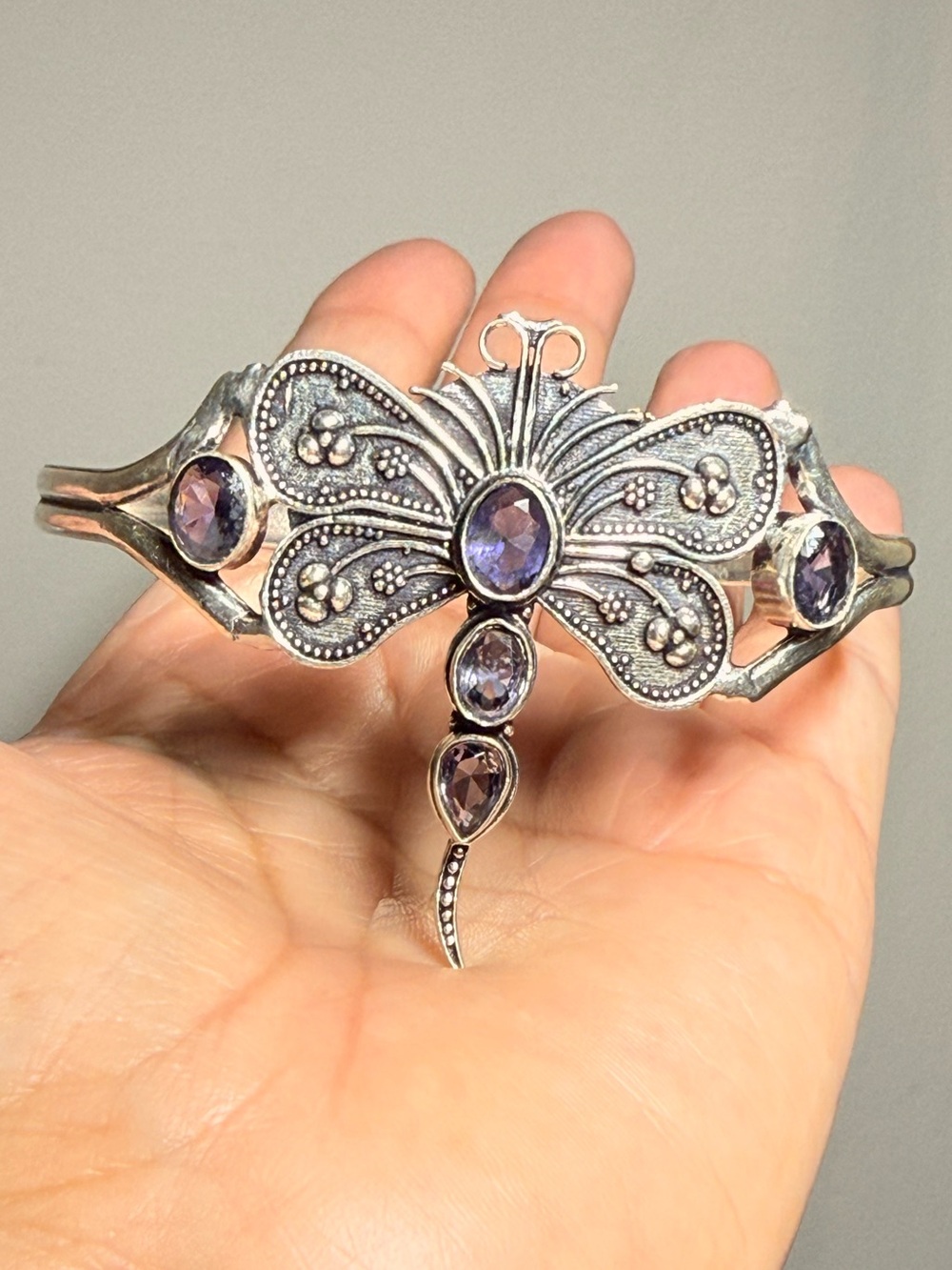 Dragonfly Bracelet with Amethyst Accents